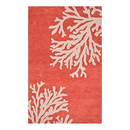 JAIPUR RUGS Modern Coastal Pattern - Wool Area Rug - Orange and White RUG121231